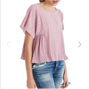 Madewell Scoop Neck Pleated Top in Mauve